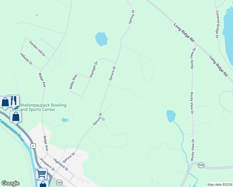 map of restaurants, bars, coffee shops, grocery stores, and more near 18 Holiday Drive in Hawley