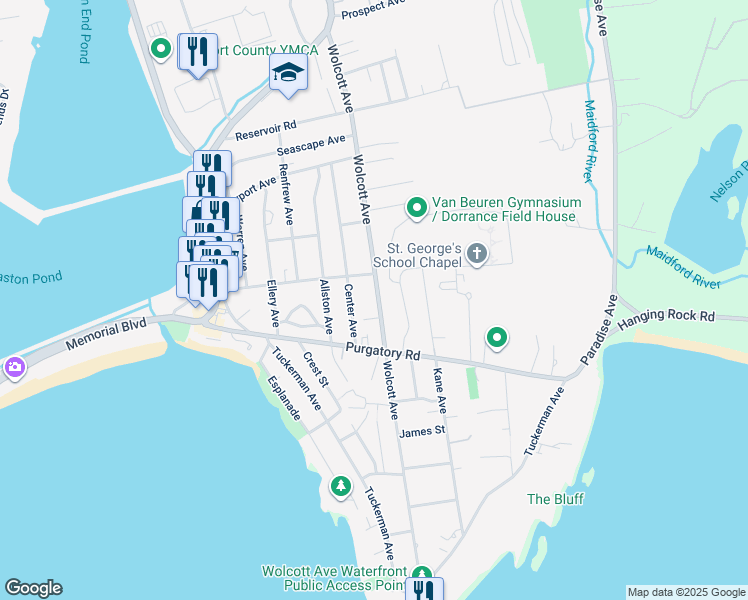 map of restaurants, bars, coffee shops, grocery stores, and more near 331 Street George's Avenue in Middletown