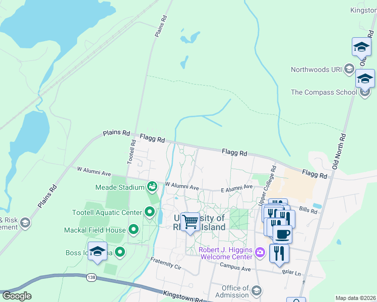 map of restaurants, bars, coffee shops, grocery stores, and more near 11 Heathman Road in South Kingstown