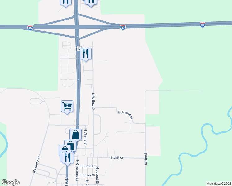 map of restaurants, bars, coffee shops, grocery stores, and more near in Avoca