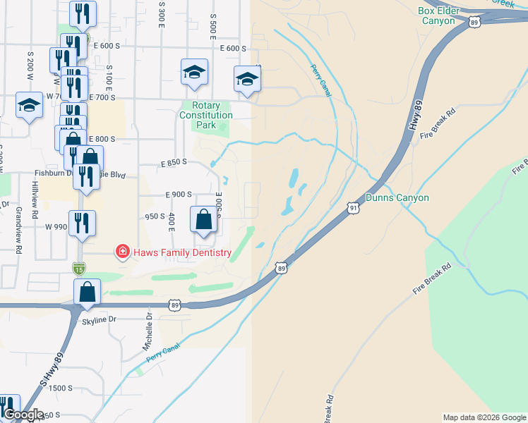map of restaurants, bars, coffee shops, grocery stores, and more near in Brigham City