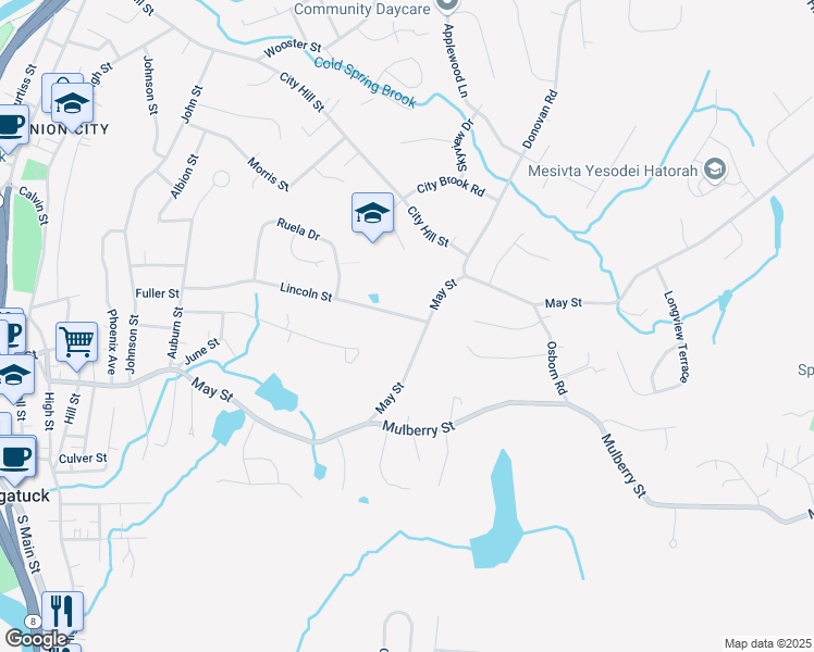 map of restaurants, bars, coffee shops, grocery stores, and more near 238 Lincoln Street in Naugatuck
