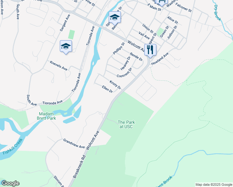 map of restaurants, bars, coffee shops, grocery stores, and more near 7 Ellen Drive in Beacon