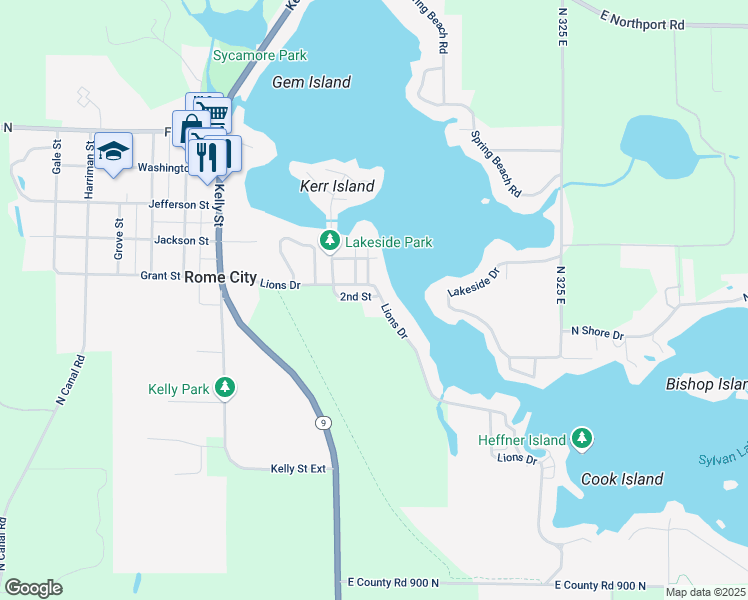 map of restaurants, bars, coffee shops, grocery stores, and more near 403 Lions Dr in Rome City