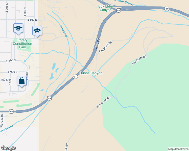 map of restaurants, bars, coffee shops, grocery stores, and more near 915 South 1250 East in Brigham City
