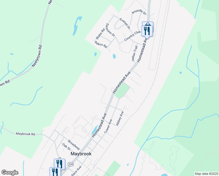 map of restaurants, bars, coffee shops, grocery stores, and more near 104 George Road in Maybrook
