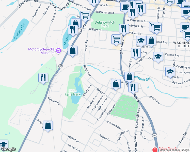 map of restaurants, bars, coffee shops, grocery stores, and more near 223 Walsh Avenue in New Windsor