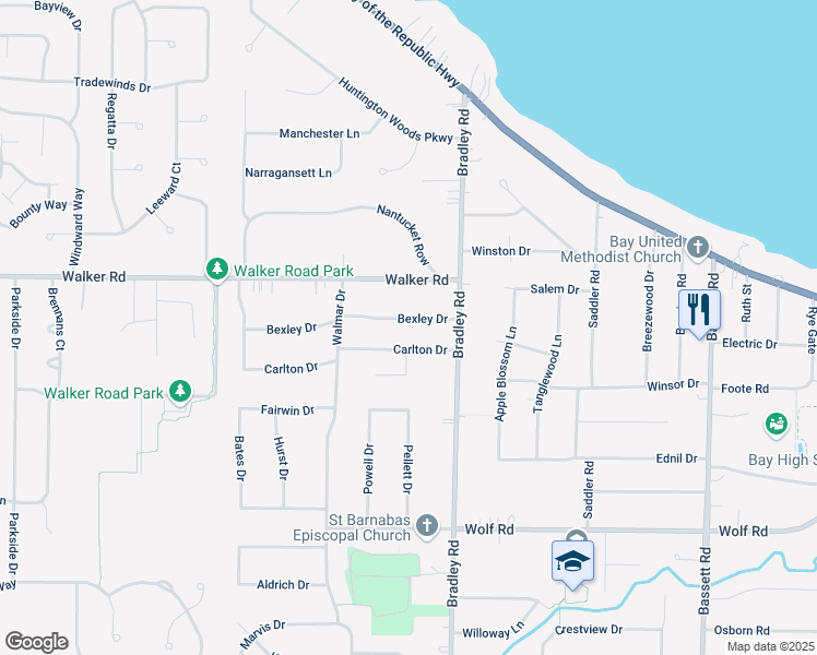 map of restaurants, bars, coffee shops, grocery stores, and more near 30917 Bexley Drive in Bay Village