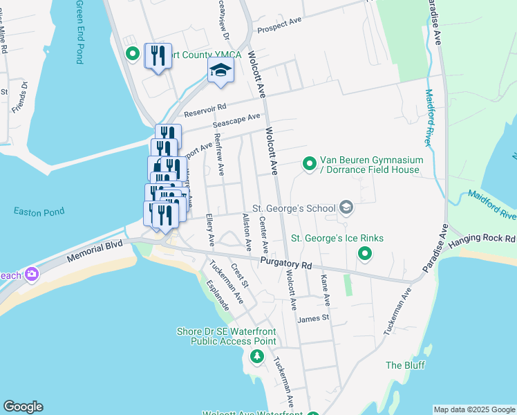 map of restaurants, bars, coffee shops, grocery stores, and more near 144 Briarwood Avenue in Middletown