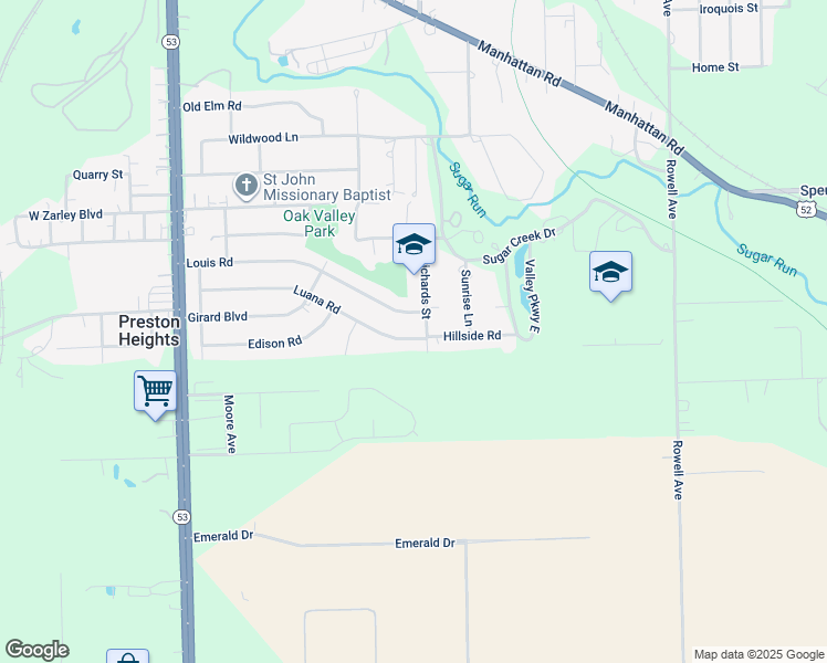map of restaurants, bars, coffee shops, grocery stores, and more near 317 Luana Road in Joliet