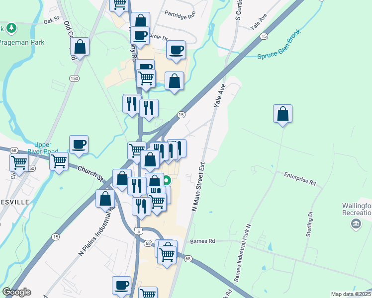 map of restaurants, bars, coffee shops, grocery stores, and more near 1000 Yale Avenue in Wallingford