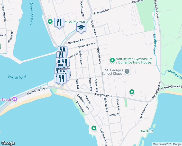 map of restaurants, bars, coffee shops, grocery stores, and more near 144 Briarwood Avenue in Middletown