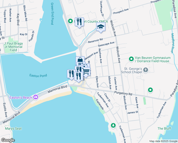 map of restaurants, bars, coffee shops, grocery stores, and more near 30 Warren Avenue in Middletown