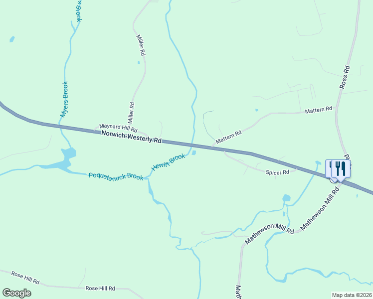 map of restaurants, bars, coffee shops, grocery stores, and more near 278 Connecticut 2 in Preston