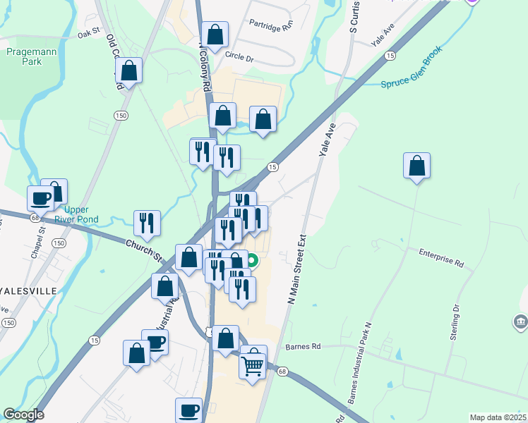 map of restaurants, bars, coffee shops, grocery stores, and more near 950 Yale Avenue in Wallingford