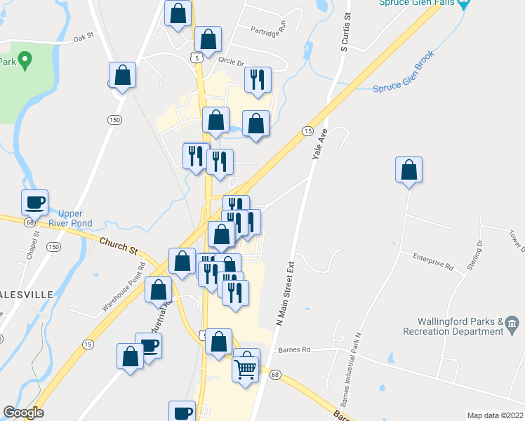 map of restaurants, bars, coffee shops, grocery stores, and more near 1000 Yale Ave in Wallingford