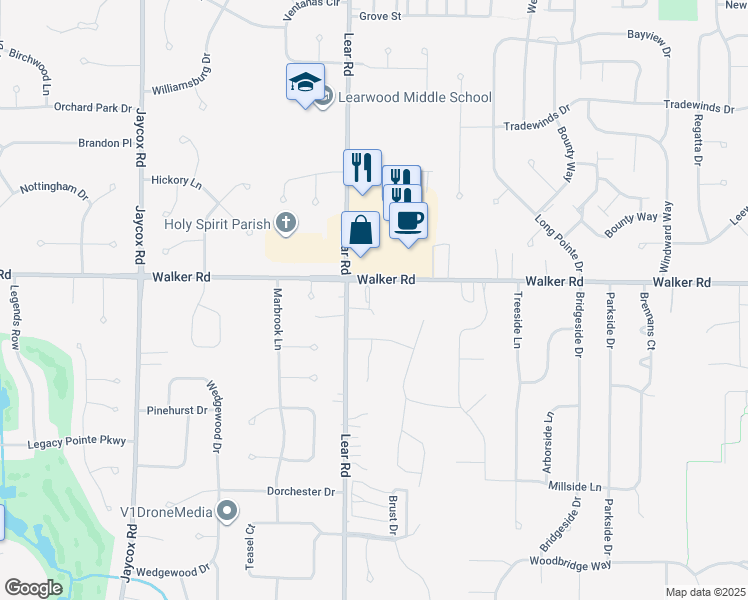 map of restaurants, bars, coffee shops, grocery stores, and more near 31999 Magnolia Lane in Avon Lake