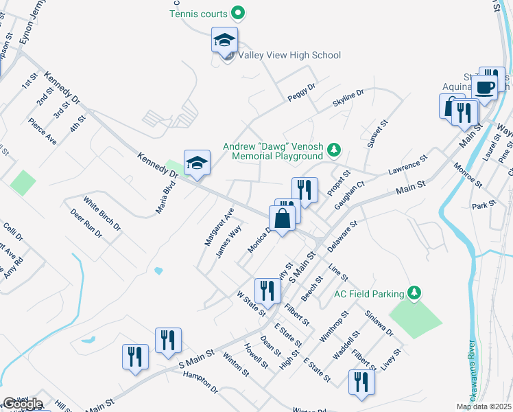 map of restaurants, bars, coffee shops, grocery stores, and more near 902 Old Ridge Rd in Archbald