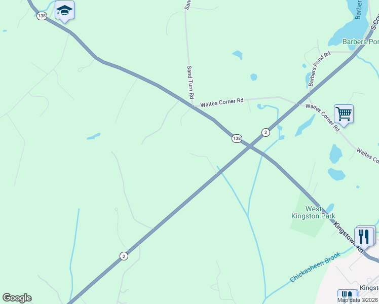 map of restaurants, bars, coffee shops, grocery stores, and more near 88 Usquepaugh Road in South Kingstown