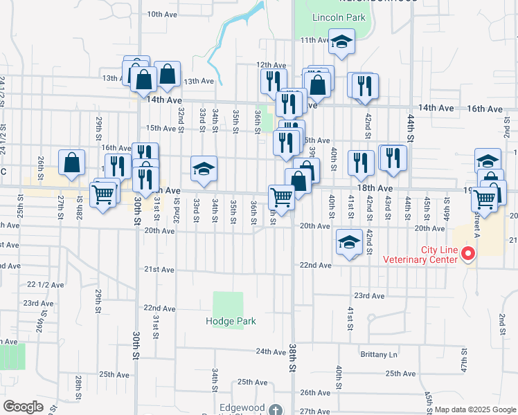 map of restaurants, bars, coffee shops, grocery stores, and more near 3624 18th Avenue in Rock Island