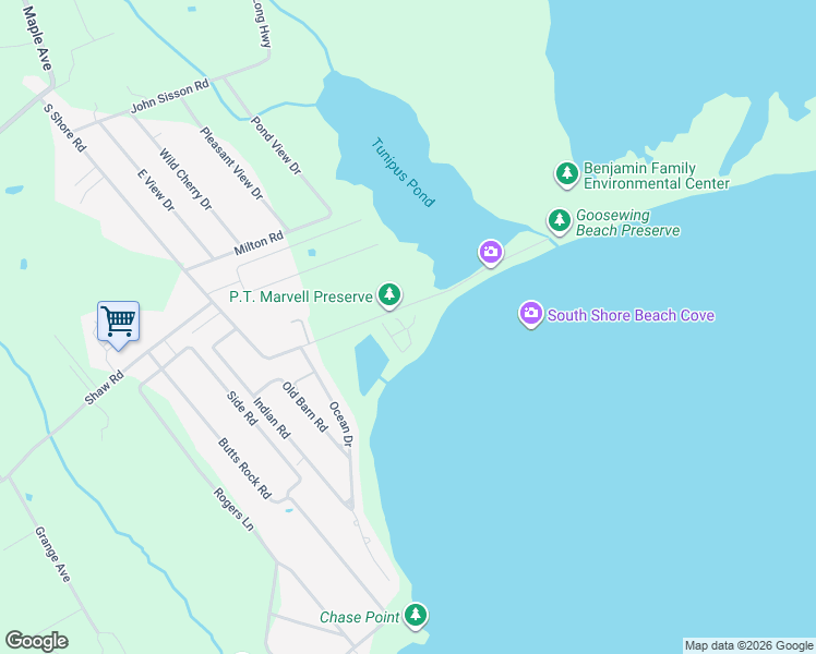 map of restaurants, bars, coffee shops, grocery stores, and more near 90 South Shore Road in Little Compton