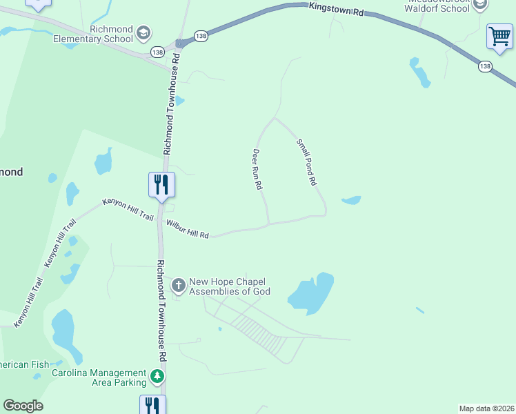 map of restaurants, bars, coffee shops, grocery stores, and more near 4 Deer Run Road in Richmond