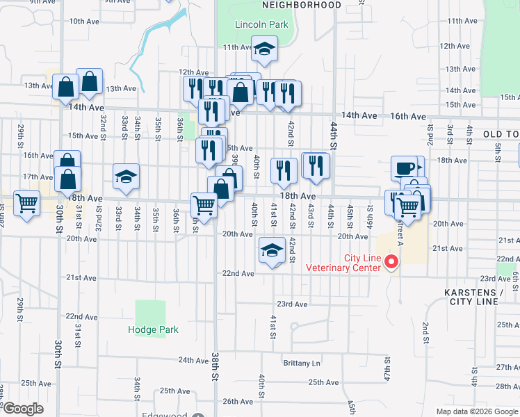 map of restaurants, bars, coffee shops, grocery stores, and more near 1812 41st Street in Rock Island