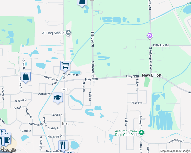 map of restaurants, bars, coffee shops, grocery stores, and more near 1751 South Broad Street in Schererville