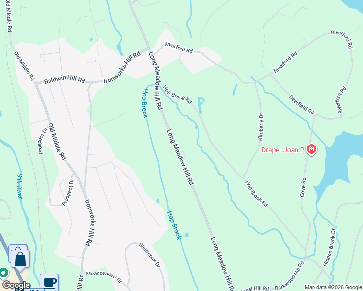 map of restaurants, bars, coffee shops, grocery stores, and more near 105 Long Meadow Hill Road in Brookfield