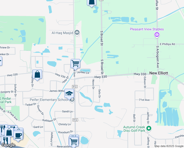 map of restaurants, bars, coffee shops, grocery stores, and more near 880 Jordan Circle in Schererville