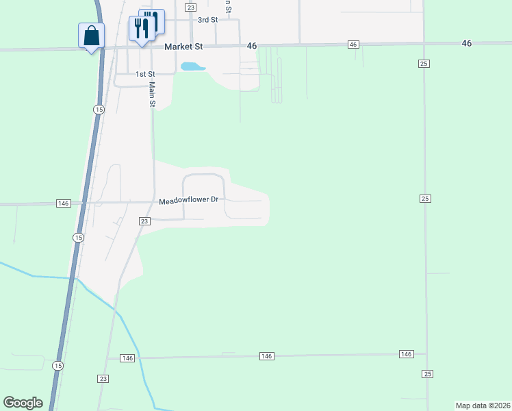 map of restaurants, bars, coffee shops, grocery stores, and more near 18774 Meadowflower Drive in New Paris