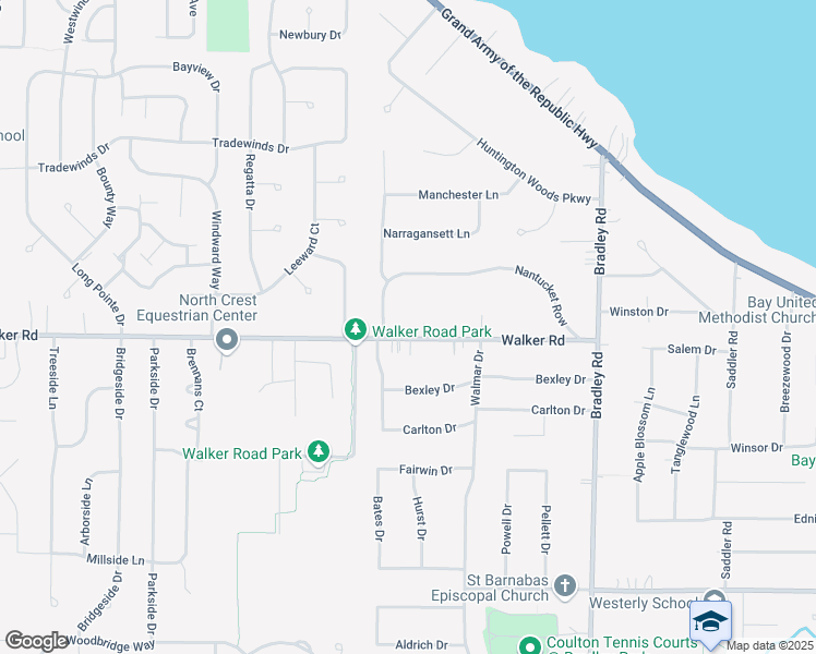 map of restaurants, bars, coffee shops, grocery stores, and more near 31426 Walker Road in Bay Village