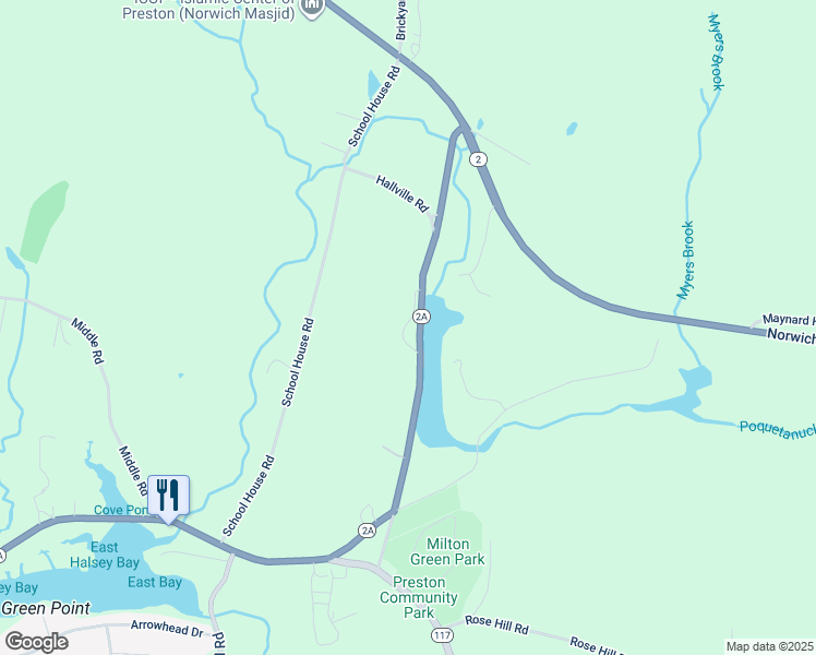 map of restaurants, bars, coffee shops, grocery stores, and more near 44 Connecticut 2A in Preston
