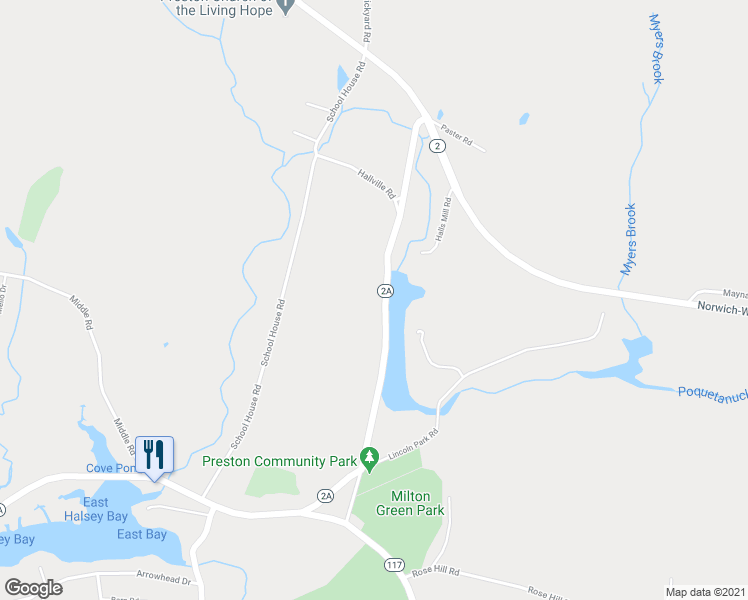 map of restaurants, bars, coffee shops, grocery stores, and more near 44 Connecticut 2A in Preston