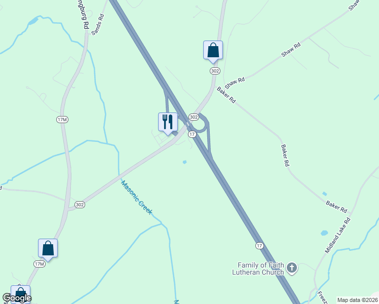 map of restaurants, bars, coffee shops, grocery stores, and more near 2561 New York 302 in Middletown