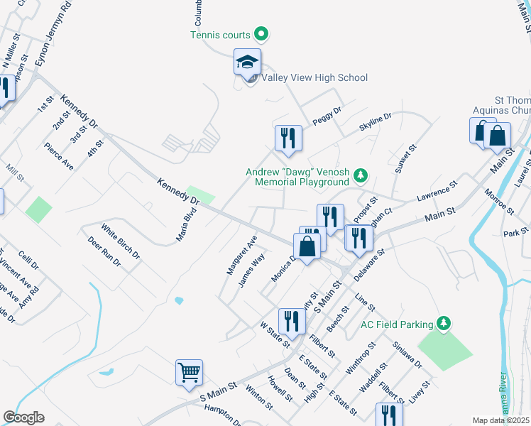 map of restaurants, bars, coffee shops, grocery stores, and more near 902 Old Ridge Rd in Archbald