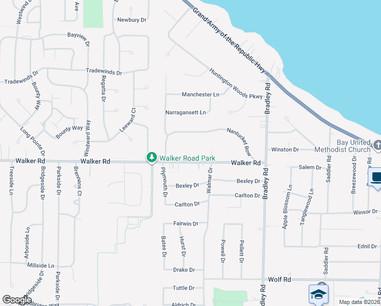 map of restaurants, bars, coffee shops, grocery stores, and more near 31304 Walker Road in Bay Village