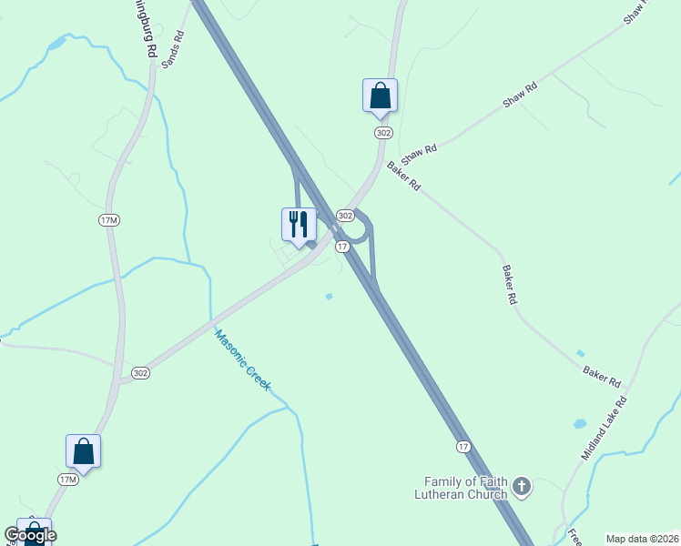 map of restaurants, bars, coffee shops, grocery stores, and more near 2561 New York 302 in Middletown