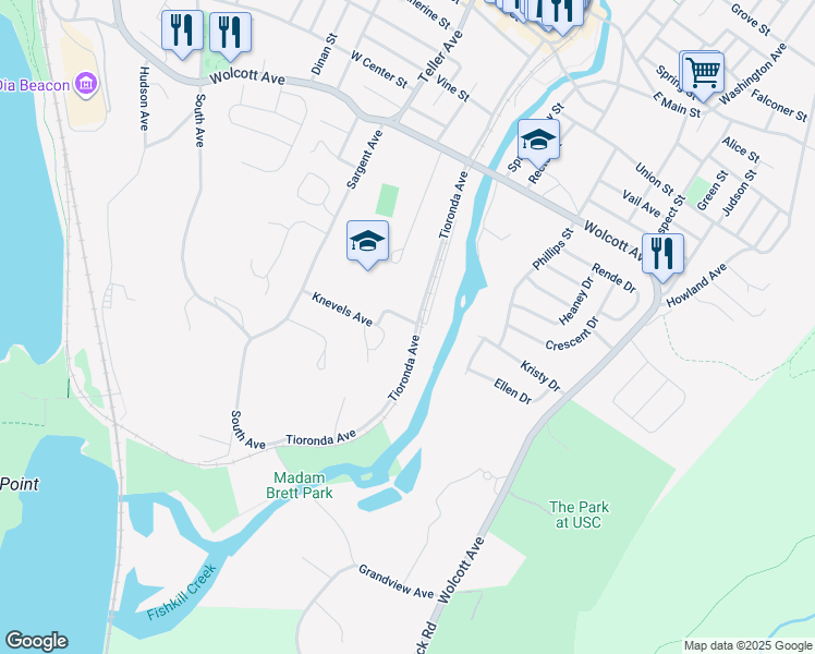 map of restaurants, bars, coffee shops, grocery stores, and more near 103 Knevels Avenue in Beacon