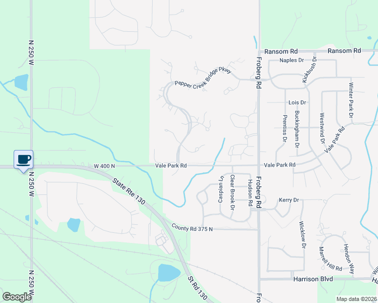 map of restaurants, bars, coffee shops, grocery stores, and more near Full Meadows Circle in Valparaiso
