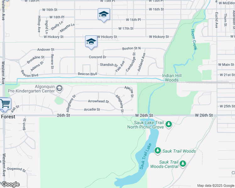 map of restaurants, bars, coffee shops, grocery stores, and more near 292 Allegheny Street in Park Forest