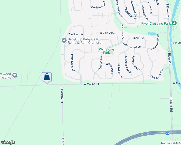 map of restaurants, bars, coffee shops, grocery stores, and more near 21406 South Prairie Landing Lane in Shorewood