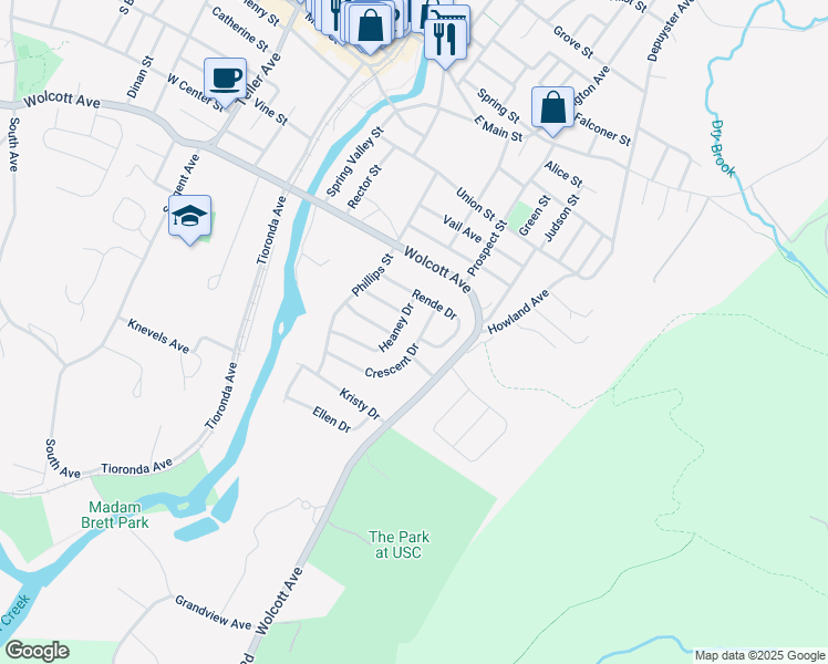map of restaurants, bars, coffee shops, grocery stores, and more near 3 Crescent Drive in Beacon