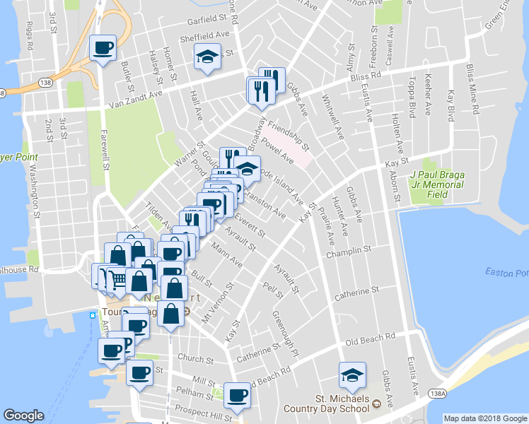 map of restaurants, bars, coffee shops, grocery stores, and more near 3 Ashurst Place in Newport