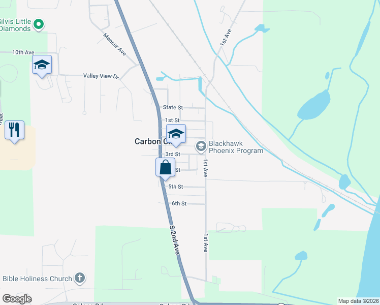 map of restaurants, bars, coffee shops, grocery stores, and more near 115 2 Street in Colona