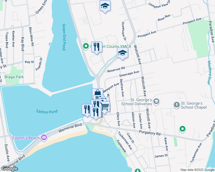 map of restaurants, bars, coffee shops, grocery stores, and more near 27 Seascape Avenue in Middletown