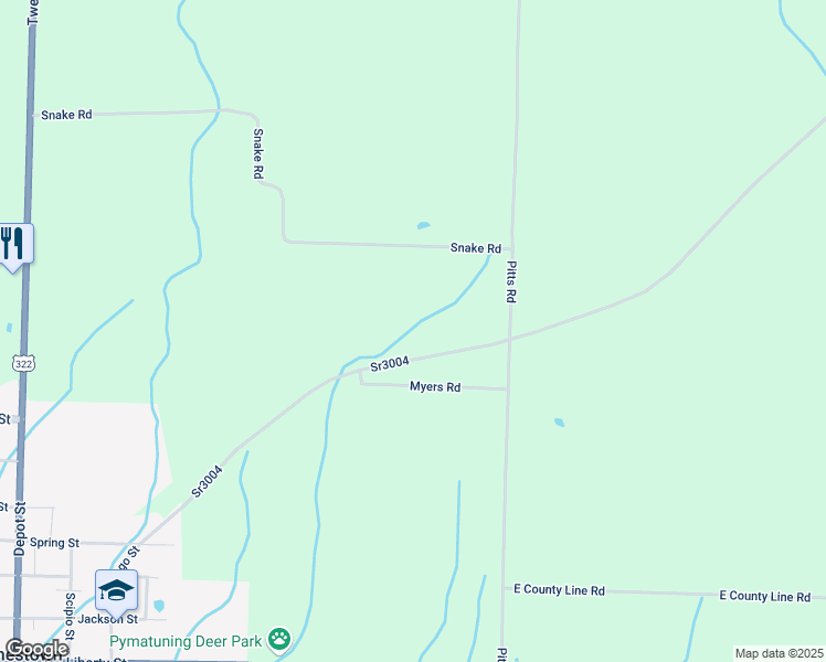 map of restaurants, bars, coffee shops, grocery stores, and more near 4836-5074 Adamsville Road in Jamestown