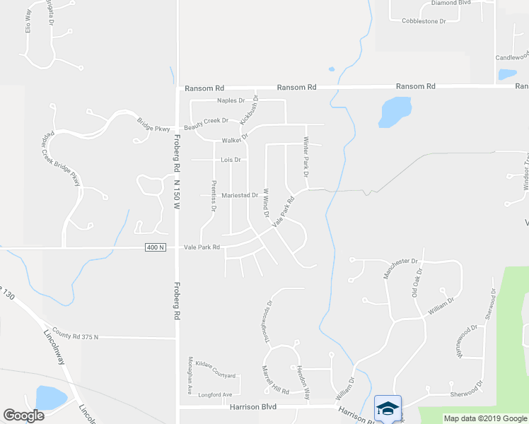 map of restaurants, bars, coffee shops, grocery stores, and more near 2807 West Wind Drive in Valparaiso