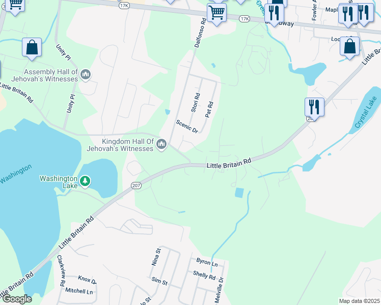 map of restaurants, bars, coffee shops, grocery stores, and more near 8 Coranas Lane in Newburgh
