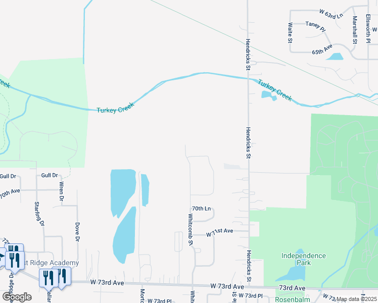 map of restaurants, bars, coffee shops, grocery stores, and more near 6803 Wallace St in Merrillville